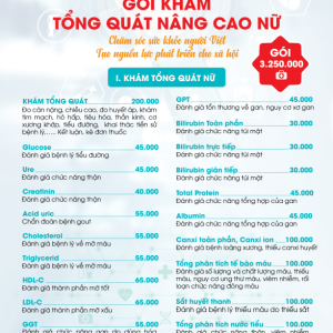 Gói Khám Tổng Quát Nâng Cao Nữ